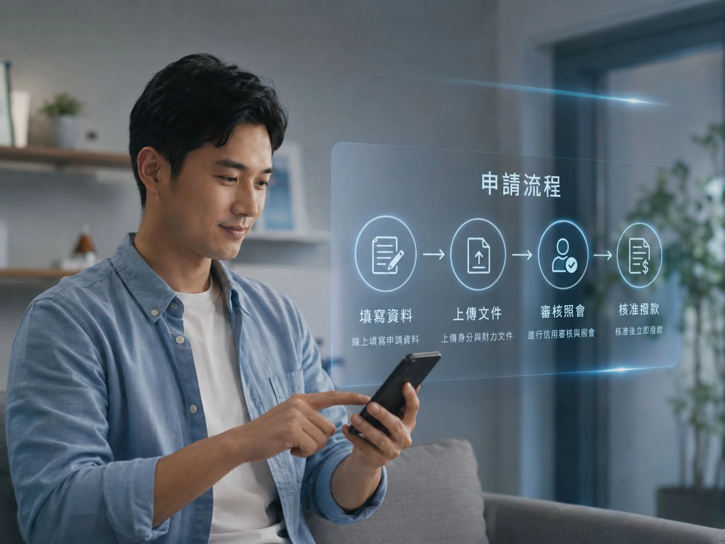 使用手機申請國泰信貸流程示意