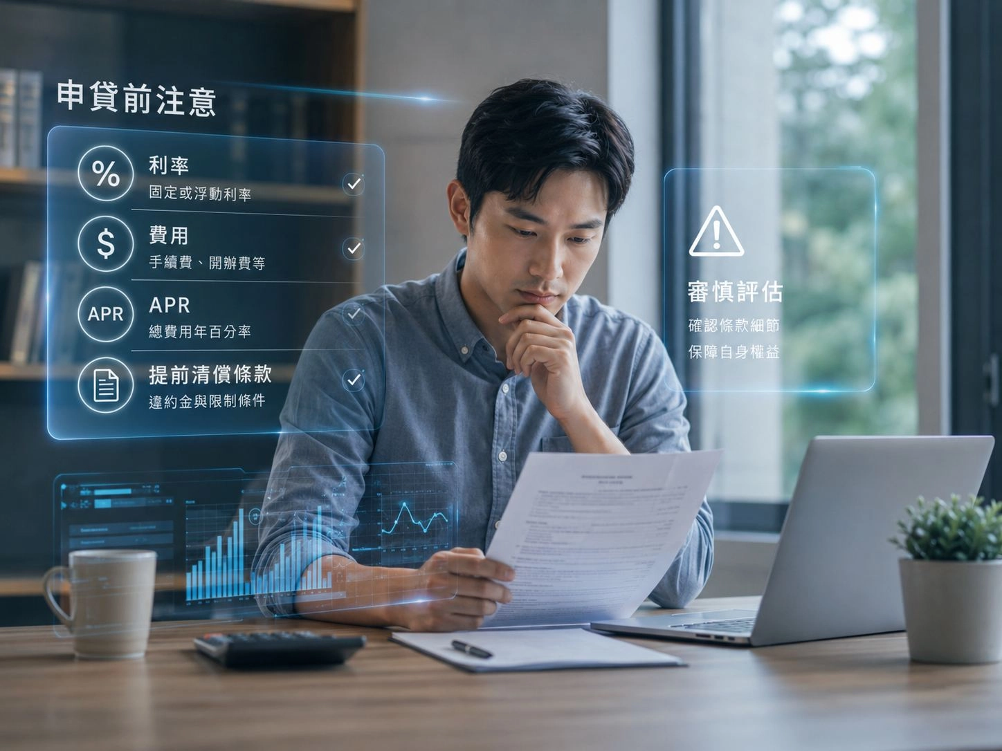 申請信貸前確認利率費用APR與提前清償條款
