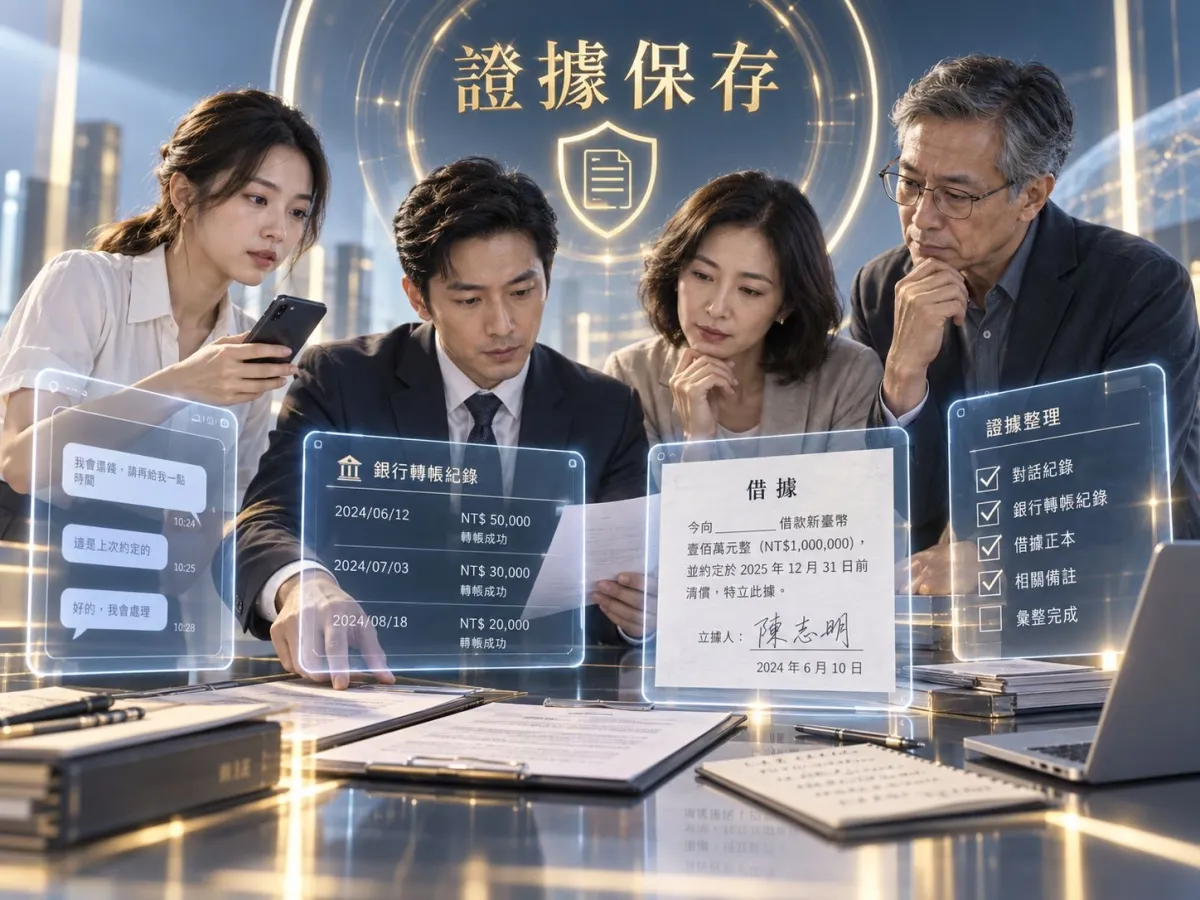 欠款追討保存對話、轉帳紀錄與借據證據