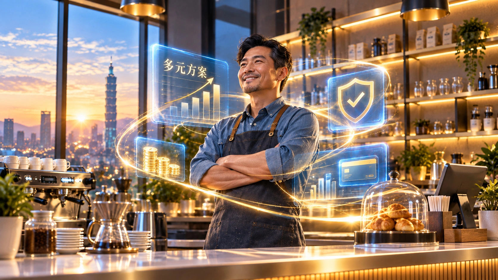 台灣咖啡店經營者與金融科技圖示，呈現不同小額借款管道比較