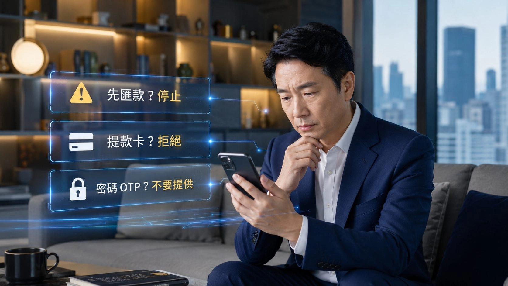 台灣民眾查看可疑貸款訊息並辨識借款詐騙風險