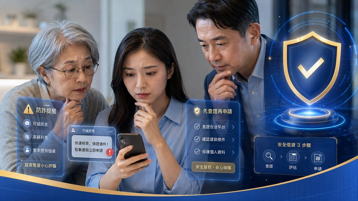 線上借款防詐提醒,申請前先查證合法平台並確認貸款條件